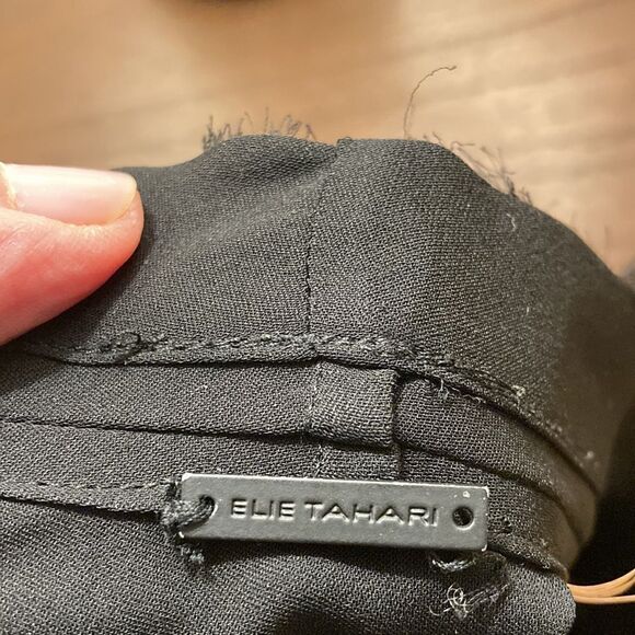 Elie Tahari Silk Black Blouse with Raw Edges, Long Sleeve,Button Front. Size XS. - Picture 6 of 7